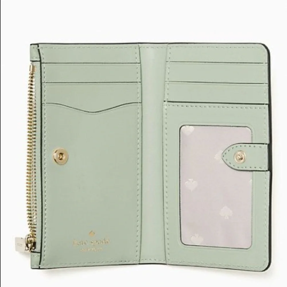 Kate Spade Leila Small Slim Bifold Wallet in Light Pistachio - Picture 2 of 3